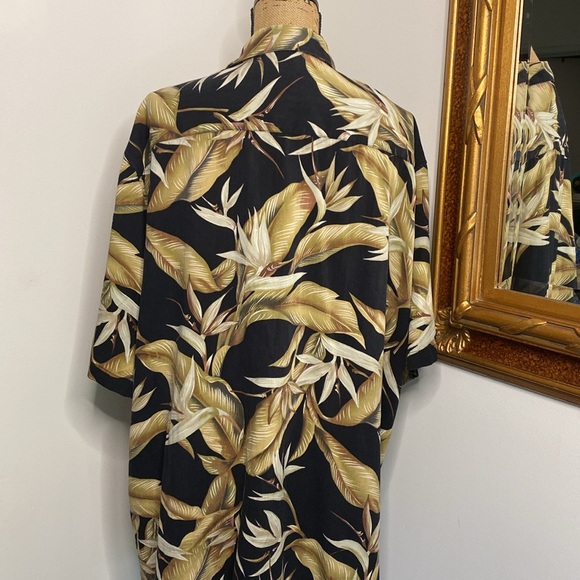 Kona Kai Trading Company Mens Short Sleeve Shirt Silk Blend Black Beige 2XL - Picture 2 of 10